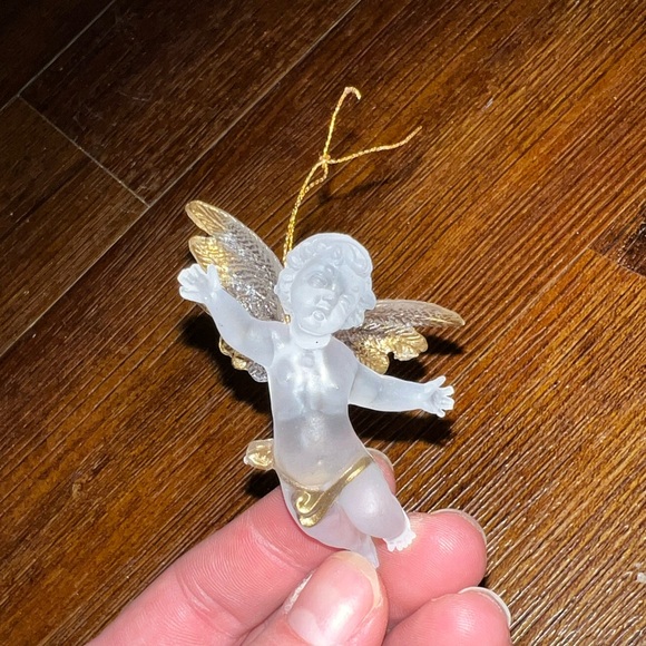Small Clear Gold Stranded Cherob Angel Ornament - Picture 2 of 7